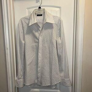 7 Diamond Men's White Striped Shirt